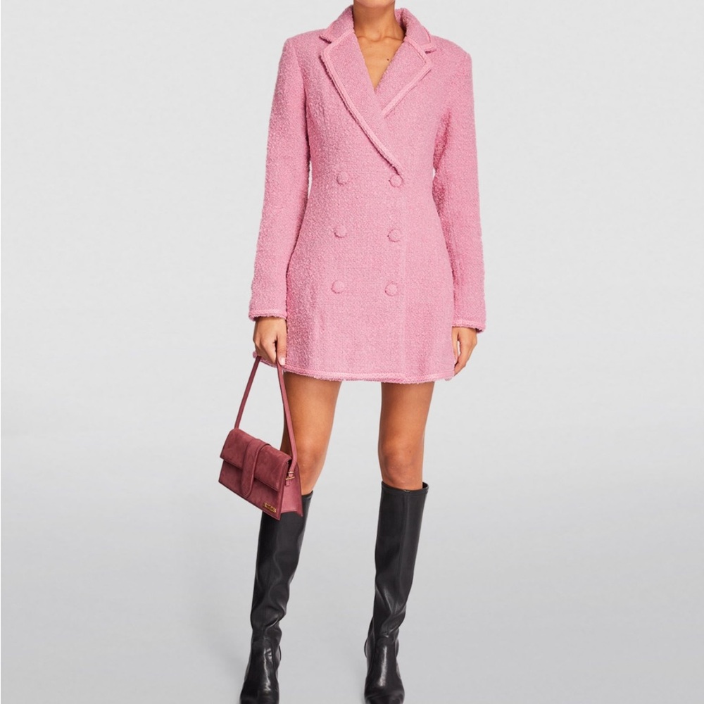 ROTATE BIRGER CHRISTENSEN pink tweed coat dress